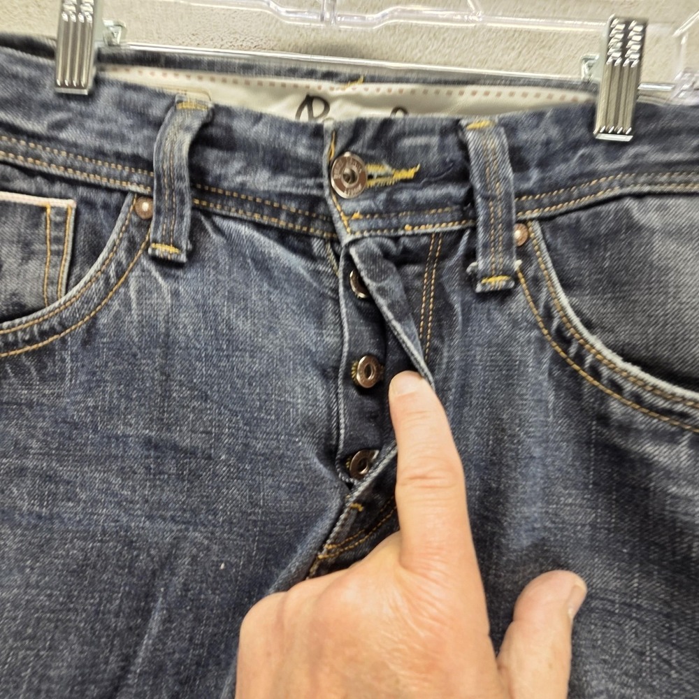 Selvedge Jeans Mens 33x34 Blue Pepe Crunch DLX Button Fly Regular Straight - Picture 13 of 16